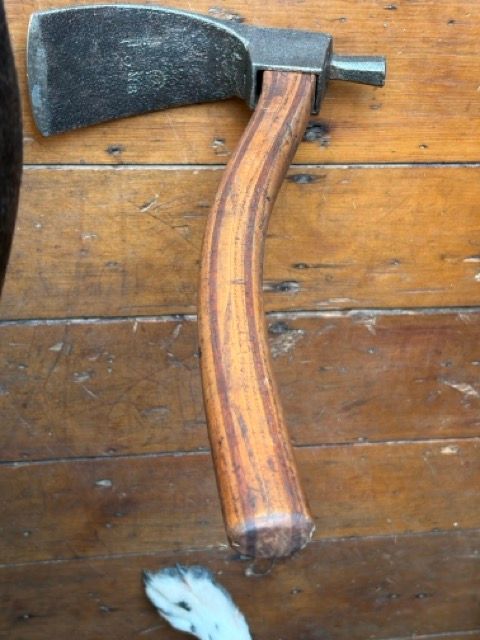 Antique Cast Steel Carpenter's Adze with Laminated Wood Handle – Stamped "(MOUSSON)"