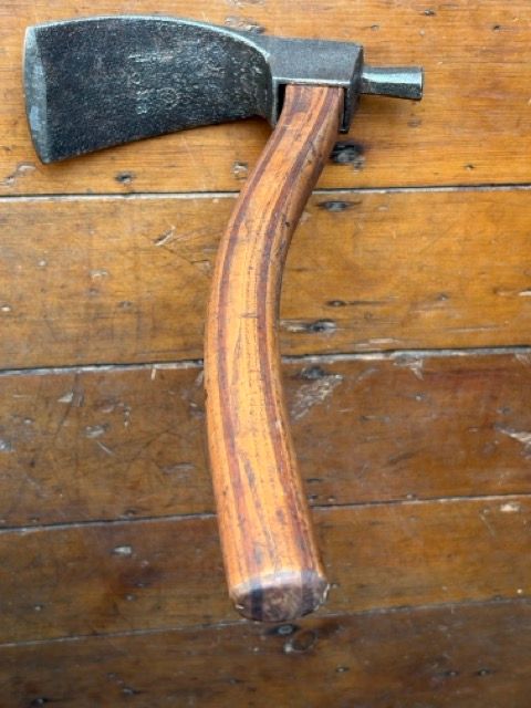 Antique Cast Steel Carpenter's Adze with Laminated Wood Handle – Stamped "(MOUSSON)"