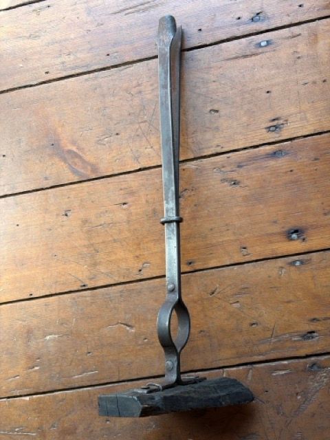 Antique European Forged Iron Architectural Clamp on Reclaimed Timber Mount – Historic Church/Estate Artifact