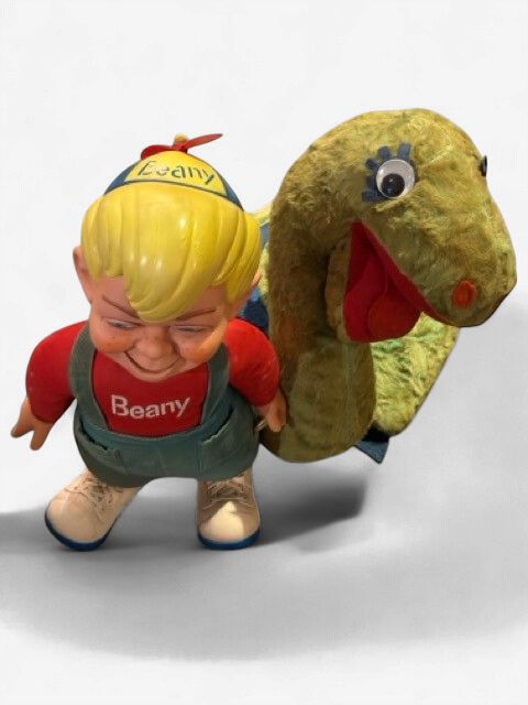 Pair of Vintage 1962 Mattel Beany &amp; Cecil Talking Pull-String Plush Dolls – Beany Boy &amp; Cecil the Seasick Sea Serpent