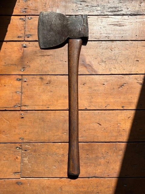Massive 9 lb Antique American Broad Axe – Dual Stamped "HANNUM" &amp; "L. GILSON" – Timber Framing Hewing Axe