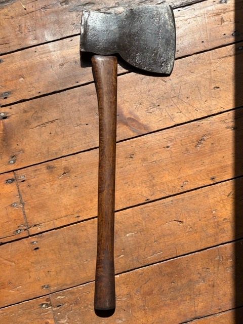 Massive 9 lb Antique American Broad Axe – Dual Stamped "HANNUM" &amp; "L. GILSON" – Timber Framing Hewing Axe