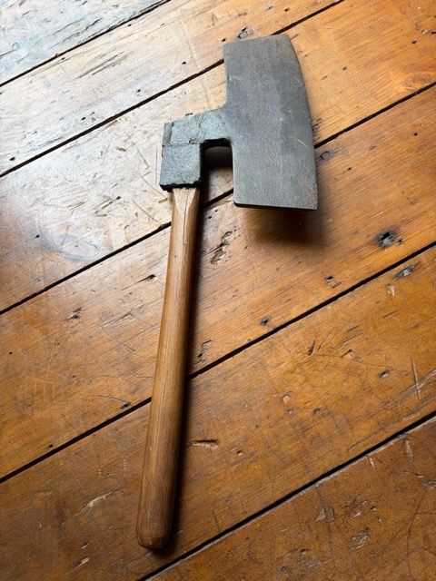 Late 18th to Early 19th-Century Antique Hand-Forged Cooper’s Broad Hewing Axe – Early American / European Barrel Maker's Tool