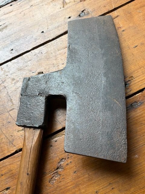 Late 18th to Early 19th-Century Antique Hand-Forged Cooper’s Broad Hewing Axe – Early American / European Barrel Maker's Tool