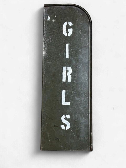 Vintage Metal "GIRLS" Directional Sign – Original Green Paint (5" x 15")