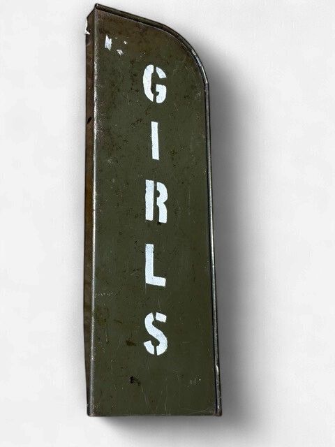 Vintage Metal "GIRLS" Directional Sign – Original Green Paint (5" x 15")
