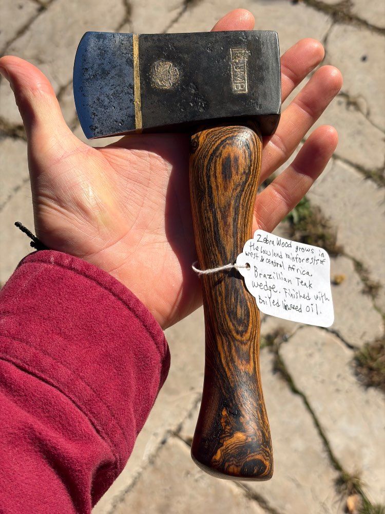 Vintage Official Plumb GSA Girl Scouts Wedge Pattern Hatchet – Custom Zebrawood Handle &amp; Gold Leaf Accents