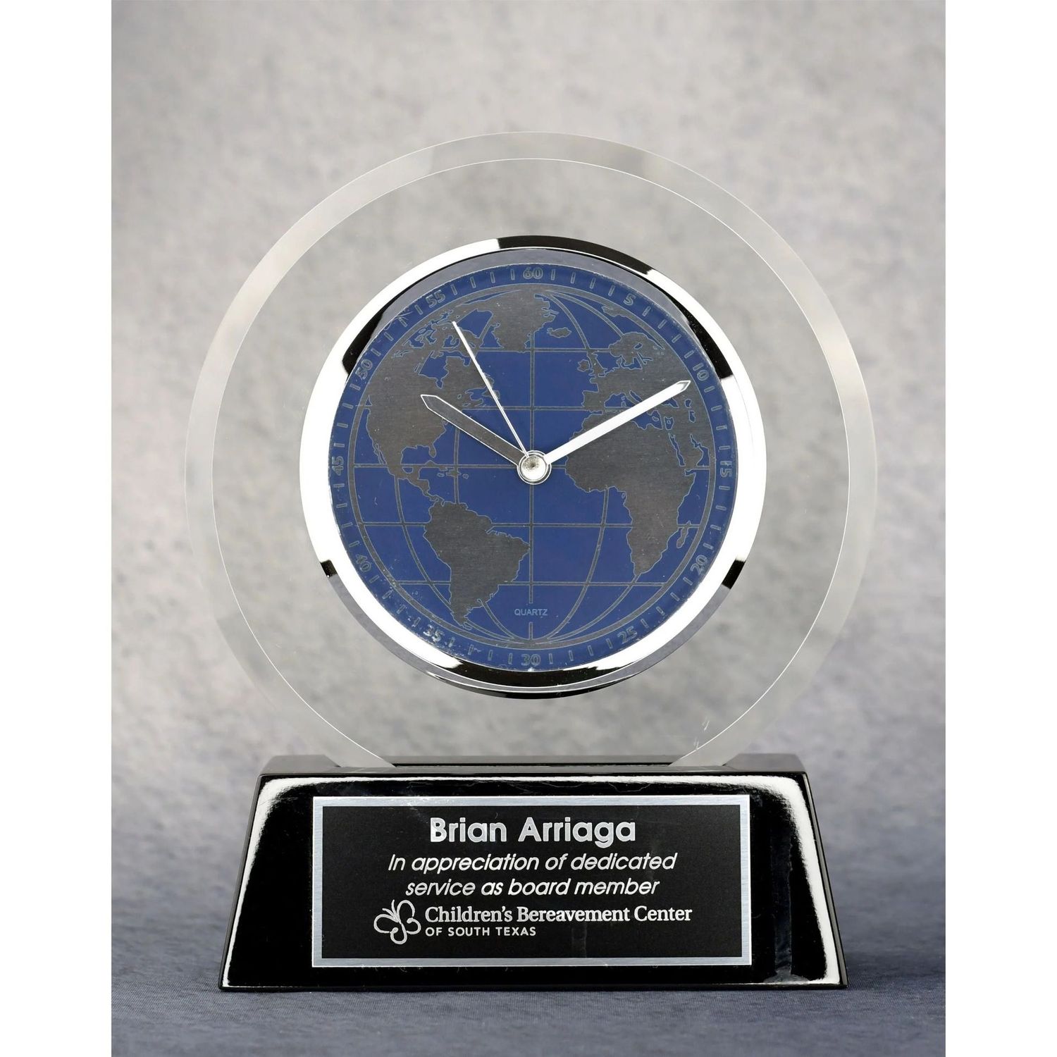 World Face Glass Clock with Plate