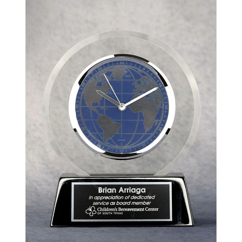 World Face Glass Clock with Plate World Face Glass Clock with Plate