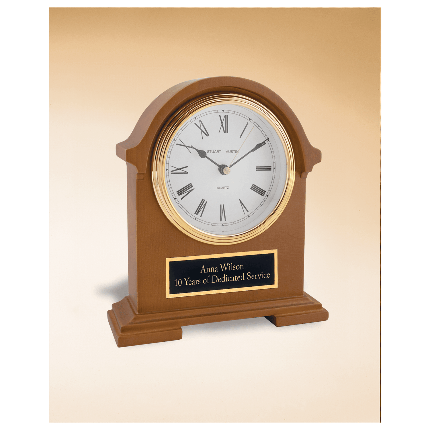 Mahogany Finish Napolean Clock with Black Plate
