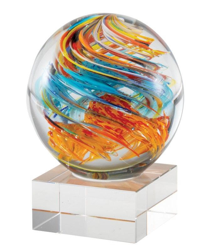 Orange & Blue Swirl Globe Art Glass Orange & Blue Swirl Globe Art Glass