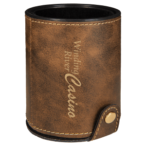 Laserable Leatherette Dice Cup with 5 Dice Laserable Leatherette Dice Cup with 5 Dice