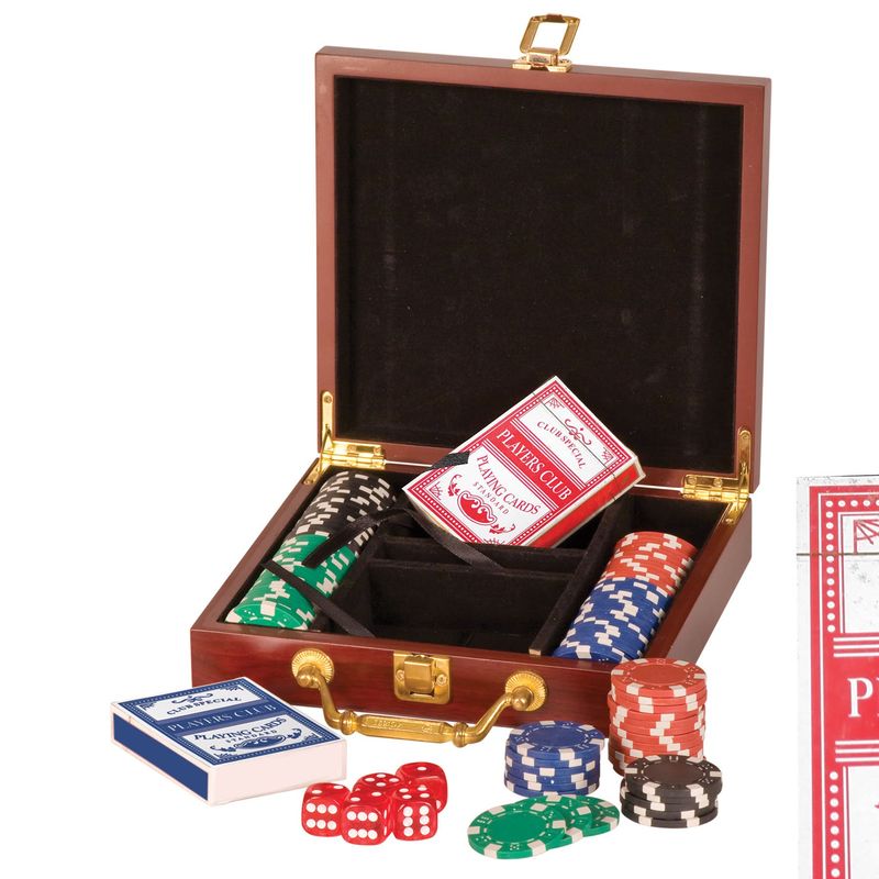 Rosewood Finish 100 Chip Poker Set Rosewood Finish 100 Chip Poker Set