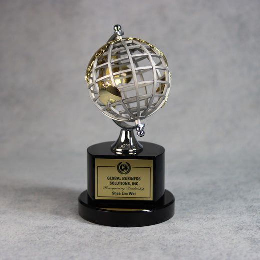 Silver And Gold Globe On Black Base Silver And Gold Globe On Black Base