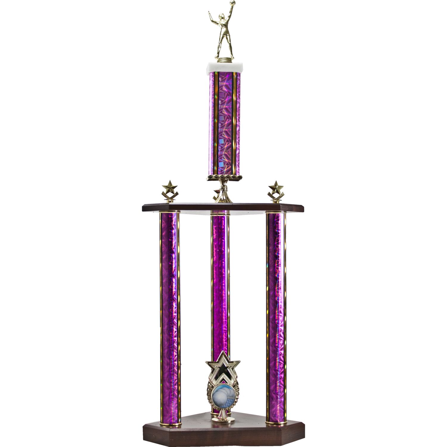 Traditional Series Two-Tier 3 Post Trophy With Star Traditional Series Two-Tier 3 Post Trophy With Star "Exclusive" Star