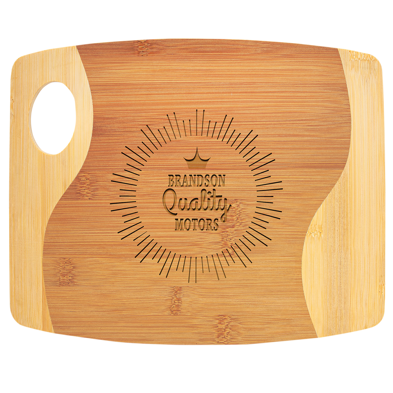 Bamboo Two Tone Cutting Board with Handle Bamboo Two Tone Cutting Board with Handle