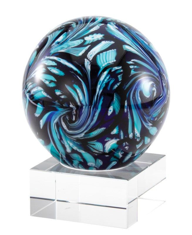 Blue Swirl Globe Art Glass Blue Swirl Globe Art Glass