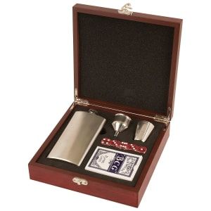 Rosewood Finish Flask Set Rosewood Finish Flask Set