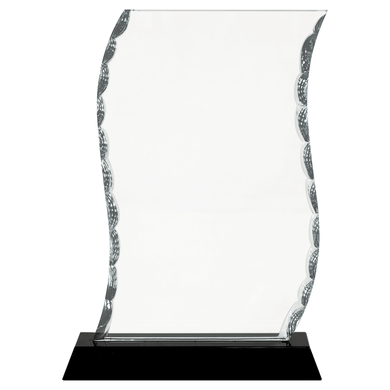 Scroll Facet Glass on Black Base Scroll Facet Glass on Black Base