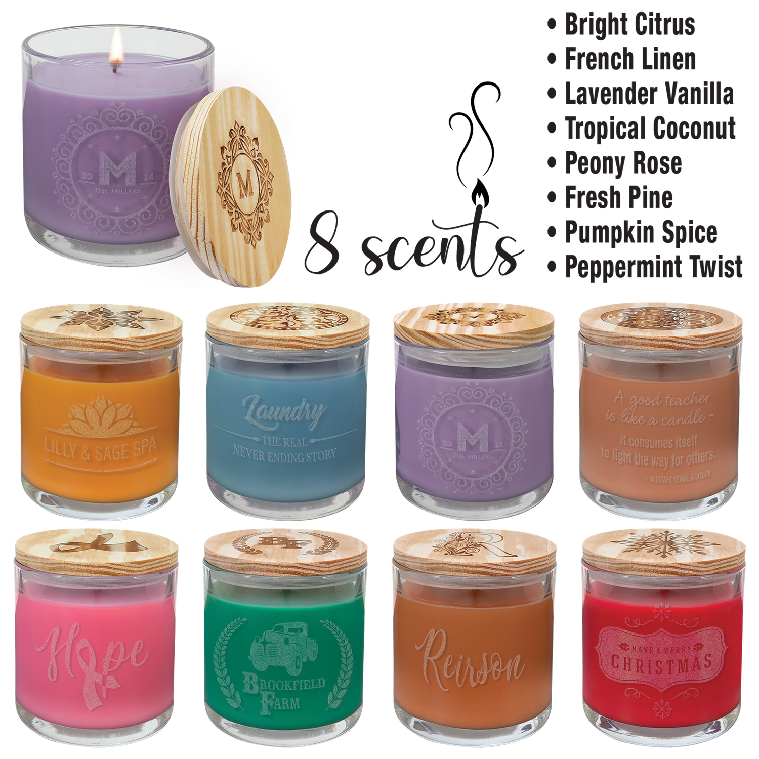 14 oz. Scented Candle in a Glass Holder with Wood Lid 14 oz. Scented Candle in a Glass Holder with Wood Lid