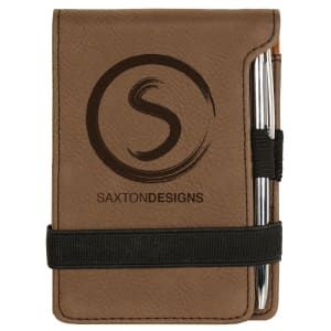 3 1/4 3 1/4" x 4 3/4" Laserable Leatherette Mini Notepad with Pen