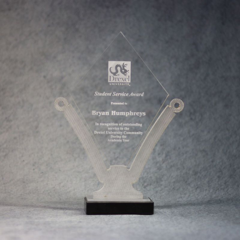 Acrylic Diamond With Lasered Strut on Marble Base Acrylic Diamond With Lasered Strut on Marble Base