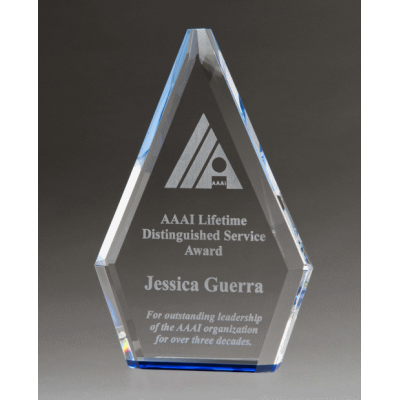 Flame Series Clear Crystal Award with Blue Accented Bottom Flame Series Clear Crystal Award with Blue Accented Bottom