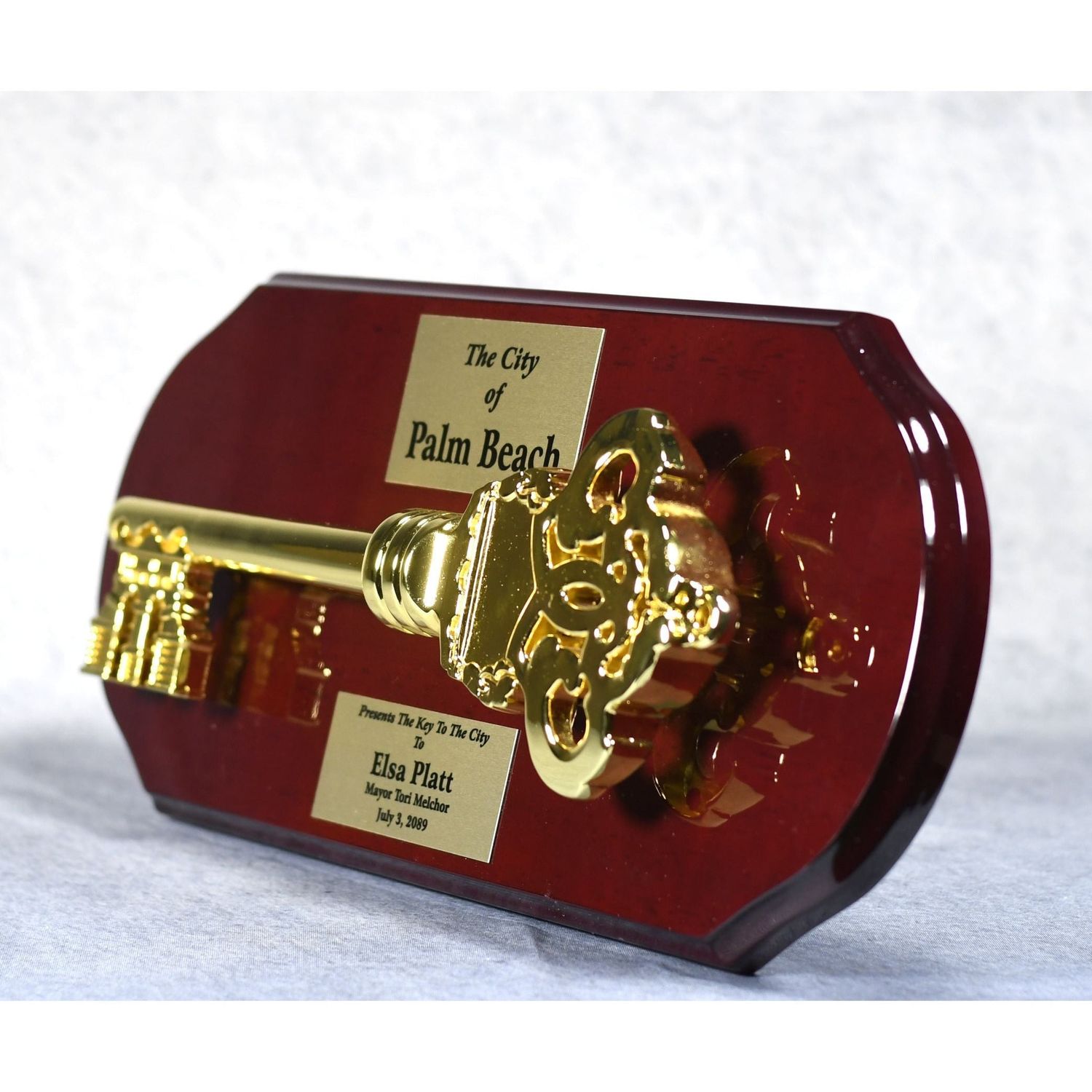 Gold Key Mounted On Rosewood Plaque Gold Key Mounted On Rosewood Plaque