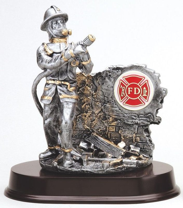 Fireman with Hose and Medallion Holder Fireman with Hose and Medallion Holder
