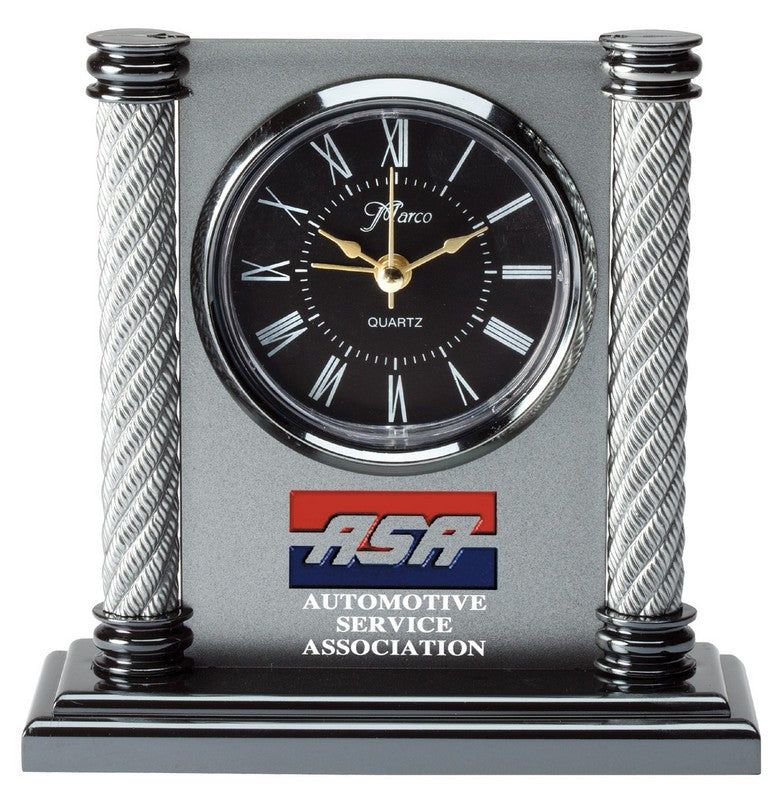Silver Clock with Silver Rope Accents Silver Clock with Silver Rope Accents