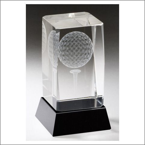 3D Lasered Crystal Golf Ball/Tee Award on Black Base 3D Lasered Crystal Golf Ball/Tee Award on Black Base