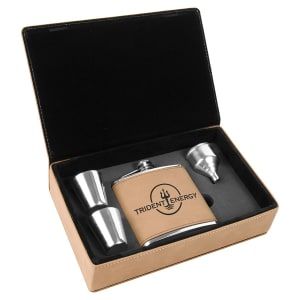 6 oz. Laserable Leatherette Flask Gift Set 6 oz. Laserable Leatherette Flask Gift Set