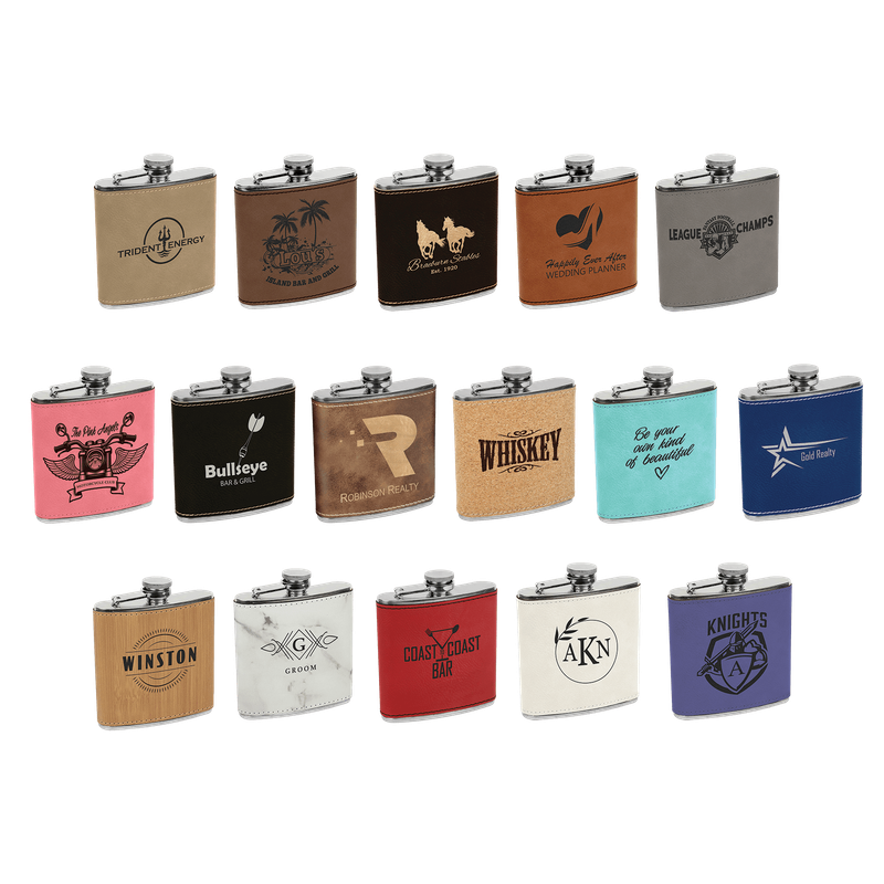 6 oz. Laserable Leatherette Stainless Steel Flask