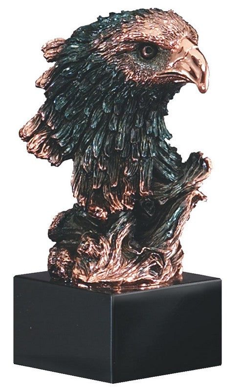 8.5 8.5" Bronze Eagle Head on Black Base