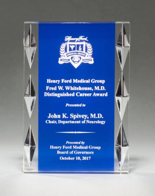 Acrylic Award with Blue Background and Jewel Accents Acrylic Award with Blue Background and Jewel Accents