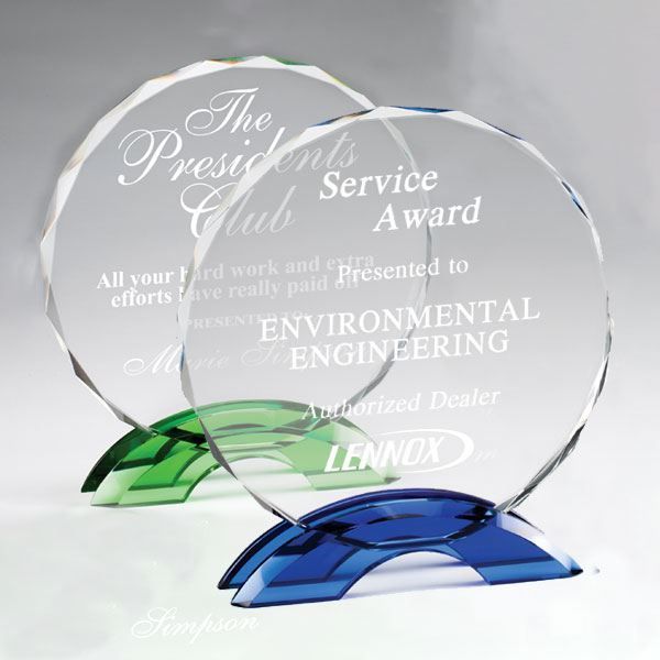 Round Crystal Award with Double Arc Base Round Crystal Award with Double Arc Base