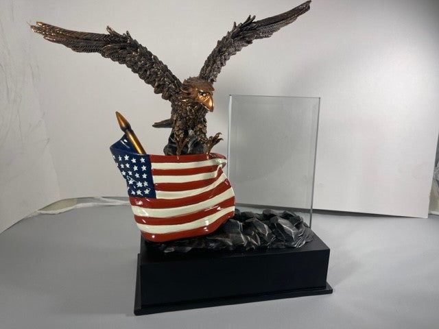 Liberty Eagle with Glass Plaque and Flag Liberty Eagle with Glass Plaque and Flag