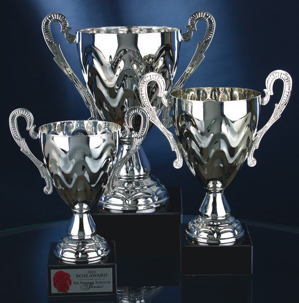 Silver Metal Cup on Black Marble Base Silver Metal Cup on Black Marble Base