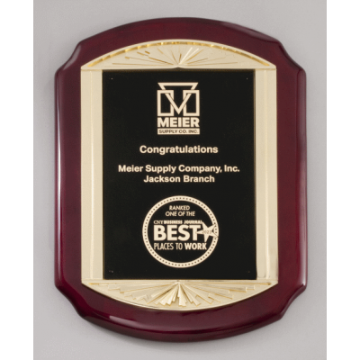 Rosewood Finish Plaque with Gold Frame Casting Rosewood Finish Plaque with Gold Frame Casting