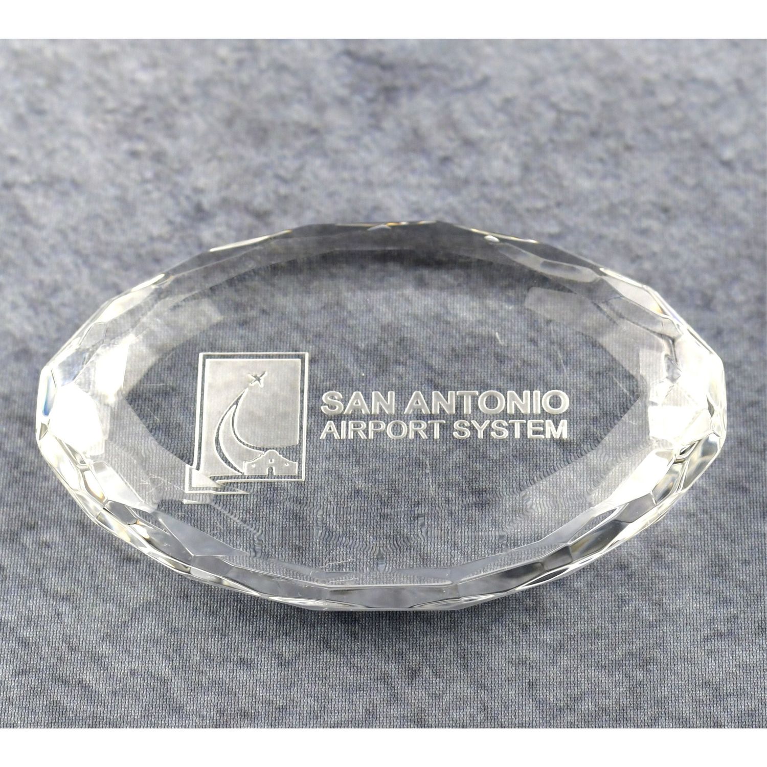 Crystal Oval Multi-Faceted Paperweight Crystal Oval Multi-Faceted Paperweight