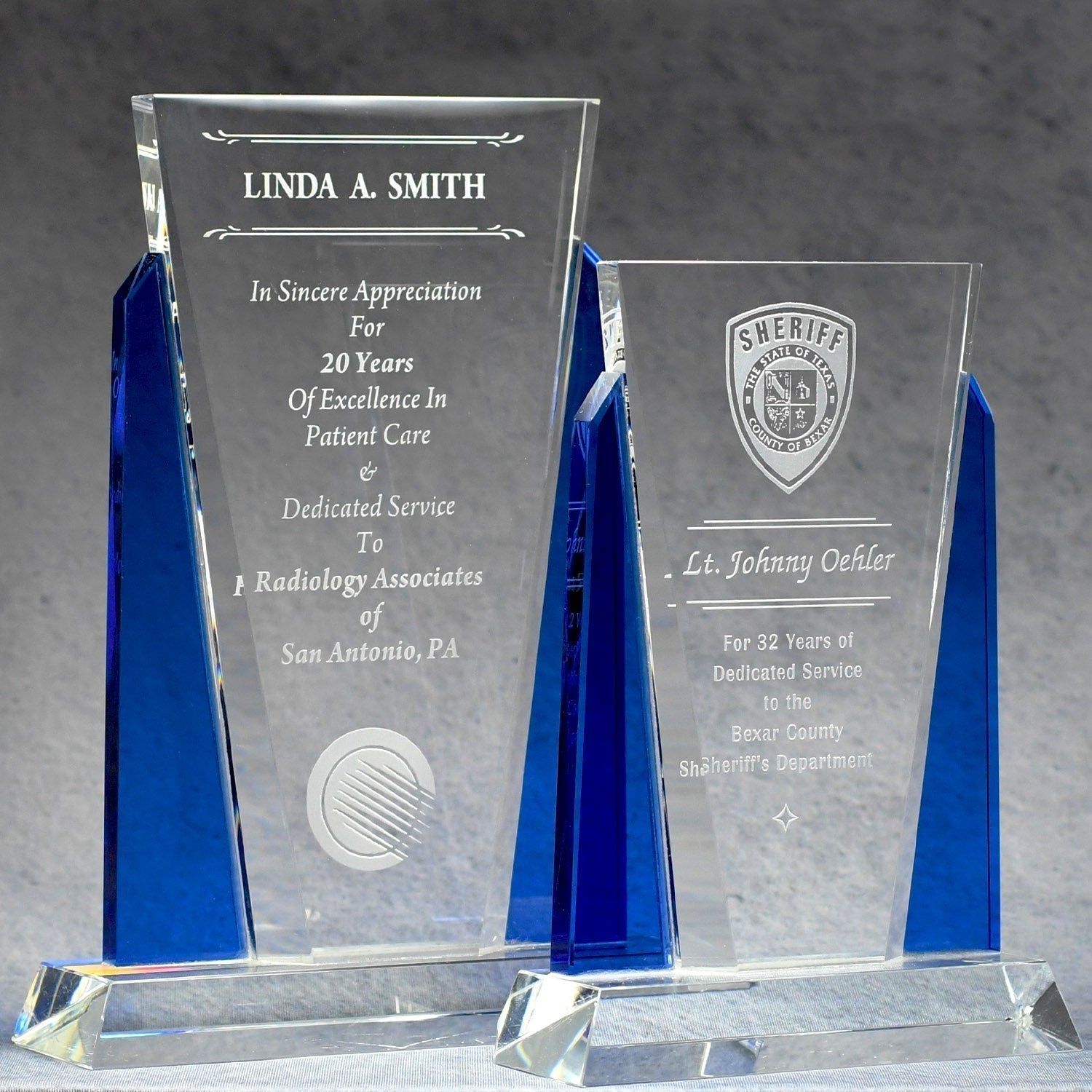 Crystal With Blue Side Panels Crystal With Blue Side Panels