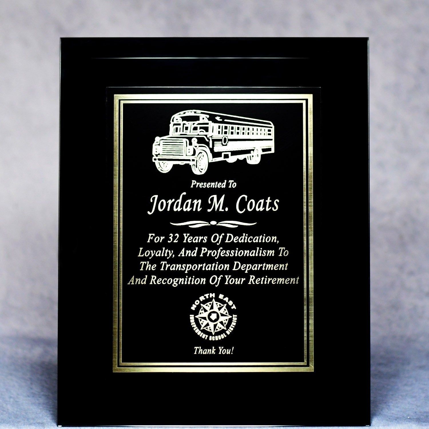 Executive Black Mirrored Glass Plaque With Plate Executive Black Mirrored Glass Plaque With Plate