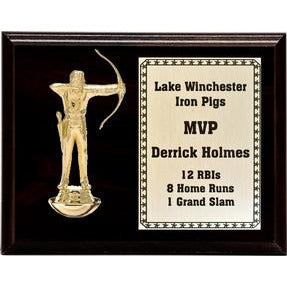 Figurine On Pedestal Cherry Finished Plaque