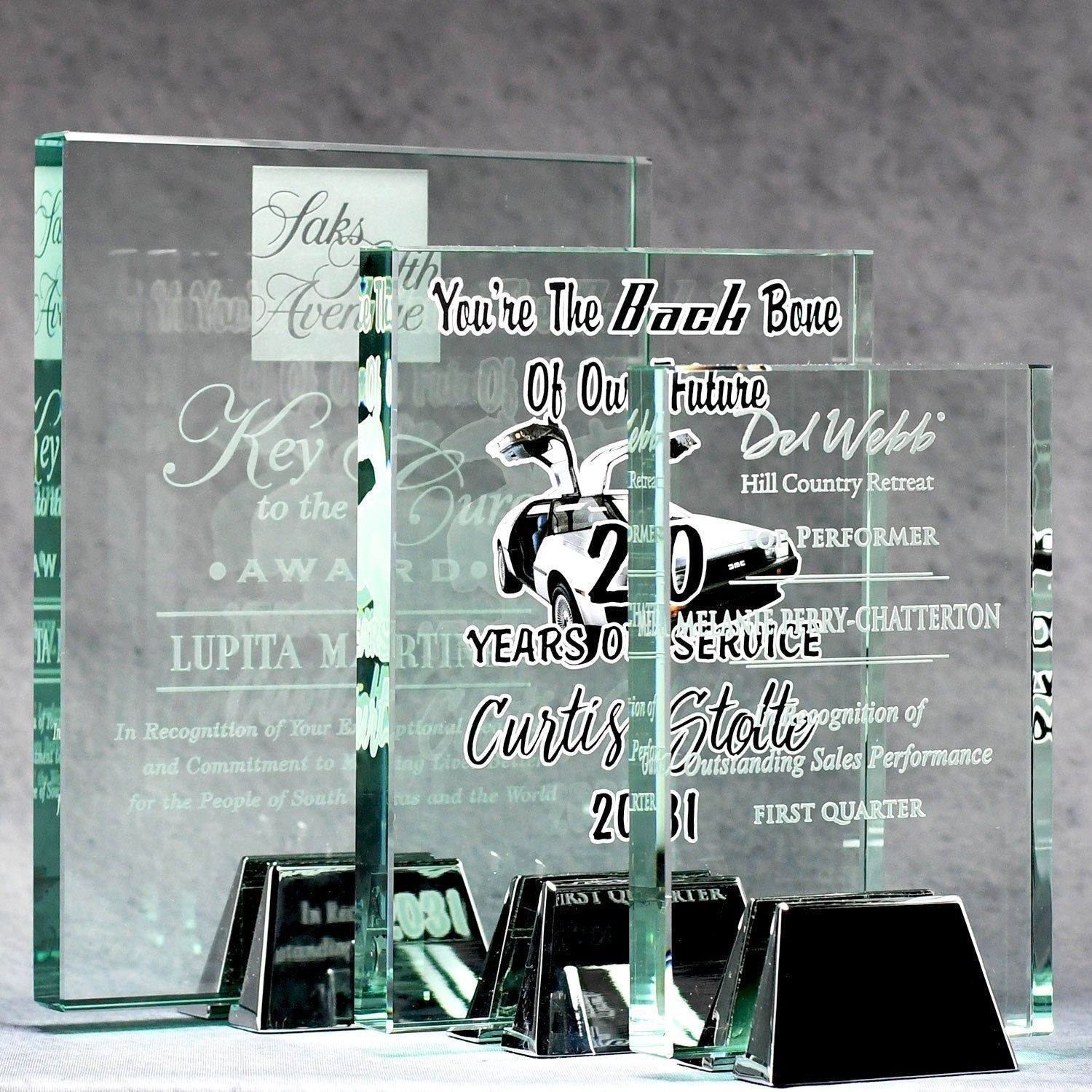 Jade Crystal Plaque with Chrome Stand Jade Crystal Plaque with Chrome Stand