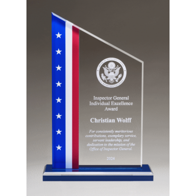 Zenith Series Clear Acrylic Award with American Flag Design Zenith Series Clear Acrylic Award with American Flag Design