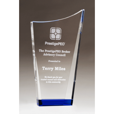 Contemporary Series Clear Crystal Award with Blue Accented Bottom Contemporary Series Clear Crystal Award with Blue Accented Bottom