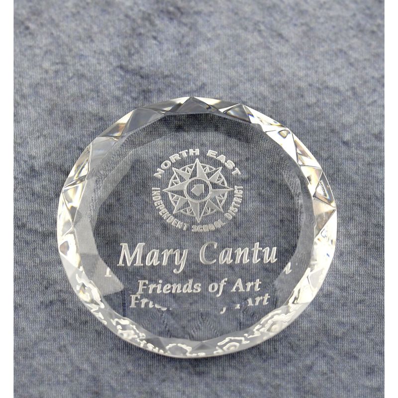 Crystal Round Multi-Faceted Paperweight
