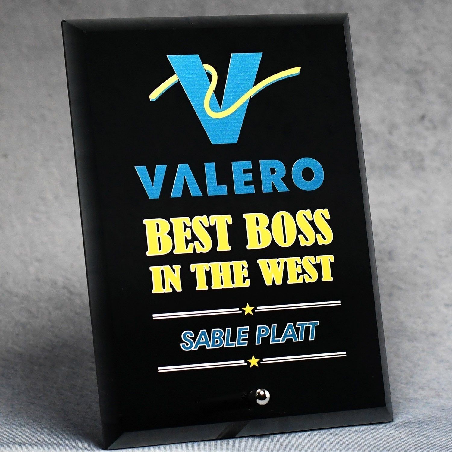 Economy Smoked Glass Standing Plaque Economy Smoked Glass Standing Plaque
