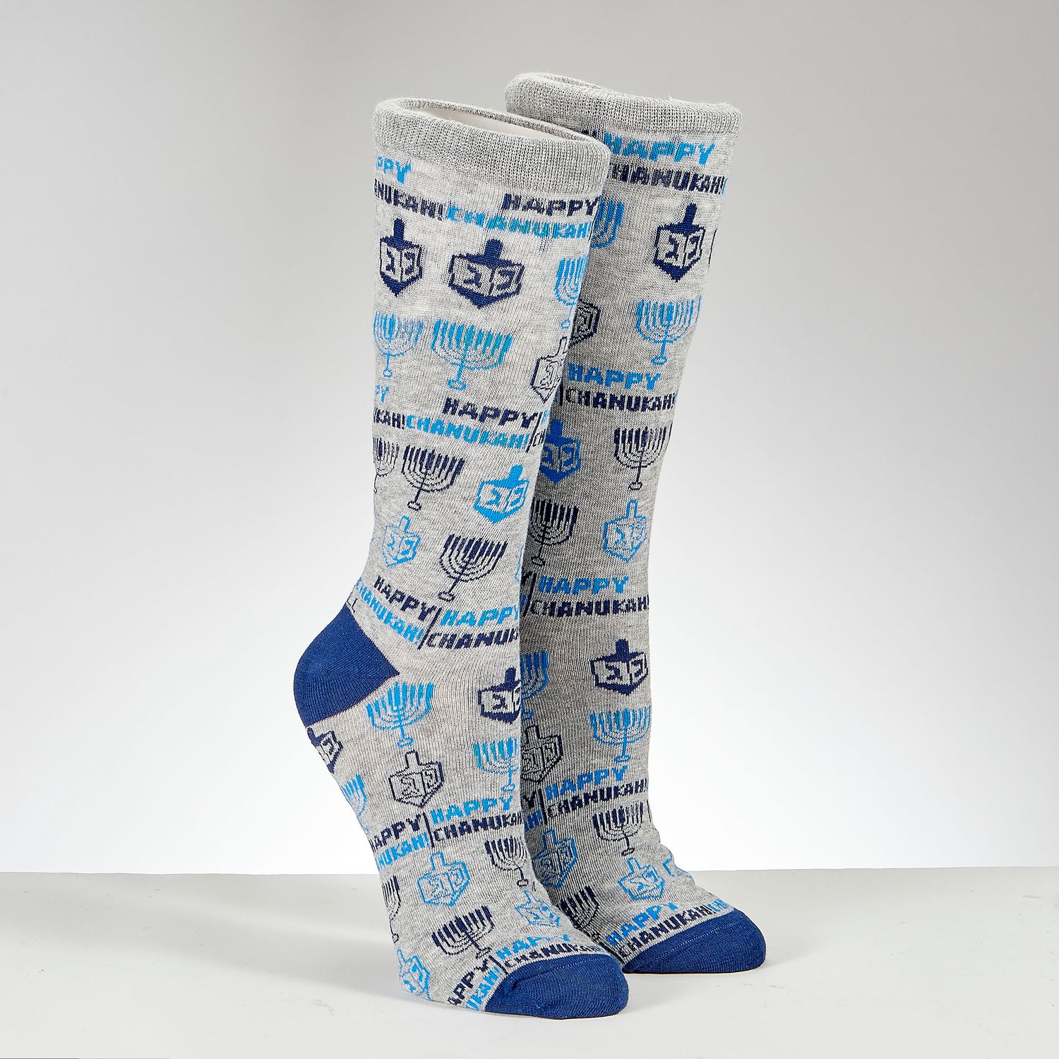 "HAPPY CHANUKAH" SOCKS,COTTON BLEND,ADULT CREW,CARDED