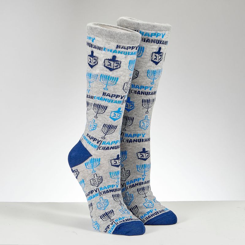 "HAPPY CHANUKAH" SOCKS,COTTON BLEND,ADULT CREW,CARDED